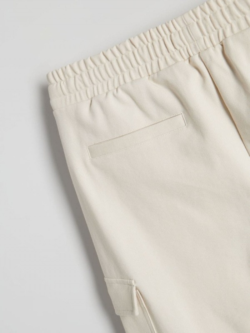 Cream Reserved Cargo Men's Trousers | CJFP-45176