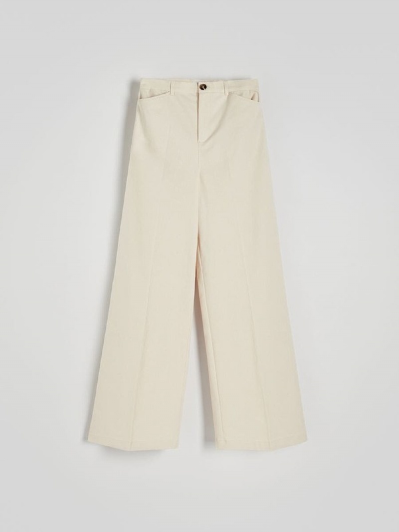 Cream Reserved Cargo Women's Trousers | CQXG-12946