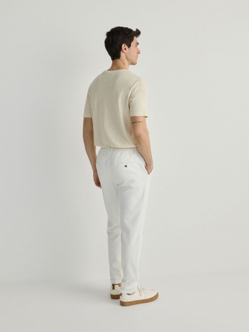 Cream Reserved Chino Slim Men's Trousers | SBHE-47659