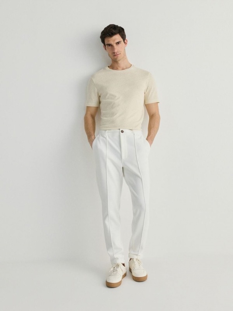 Cream Reserved Chino Slim Men's Trousers | SBHE-47659