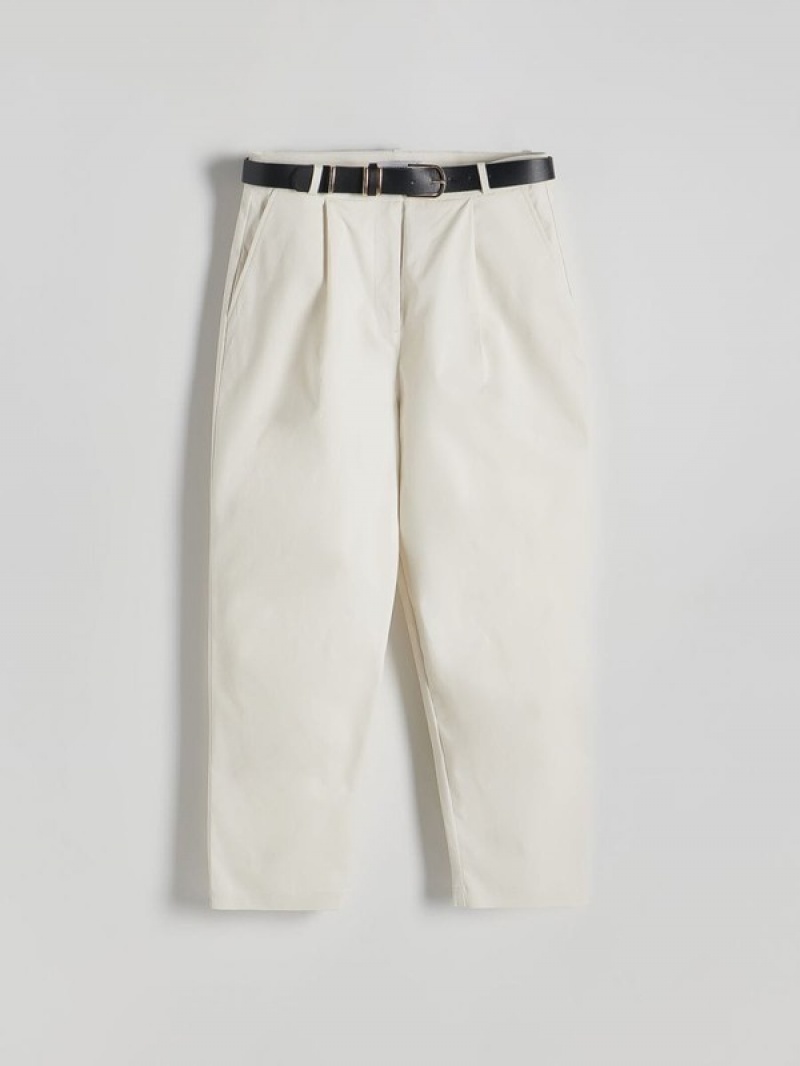 Cream Reserved Chino With Women's Trousers | YPST-34871