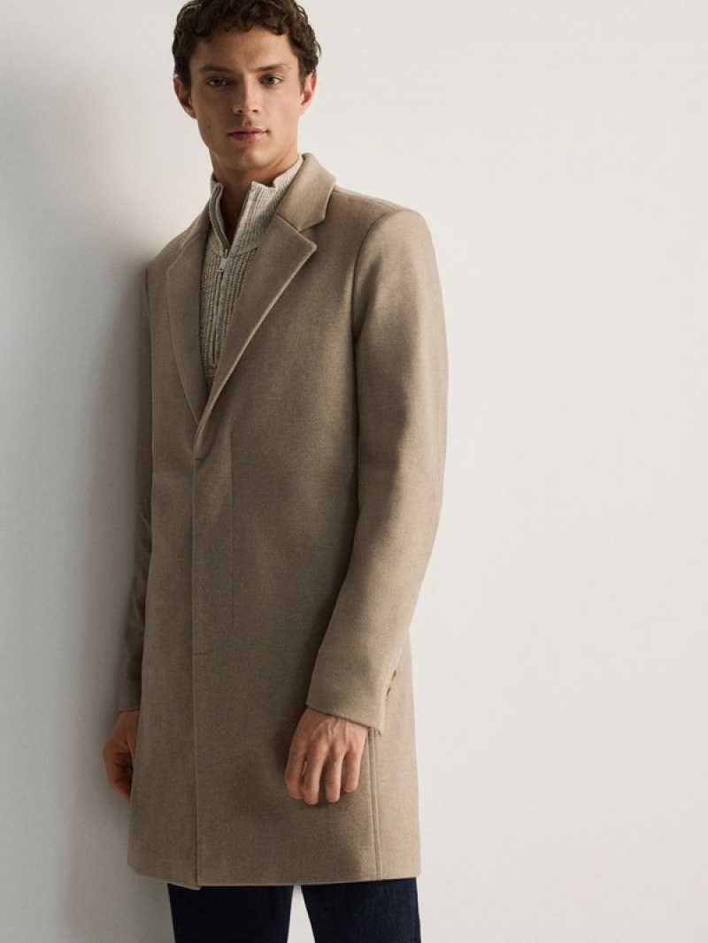 Cream Reserved Classic Men's Coats | XWKJ-51032