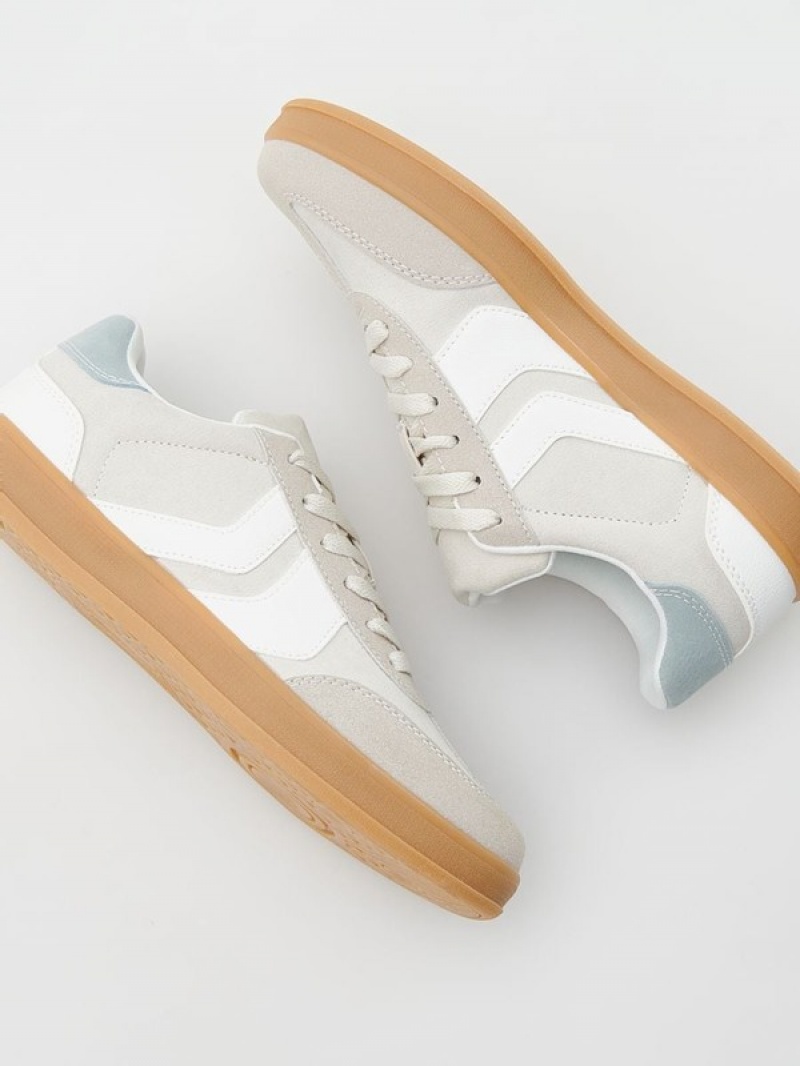 Cream Reserved Combined Materials Women's Sneakers | ZEQJ-56418