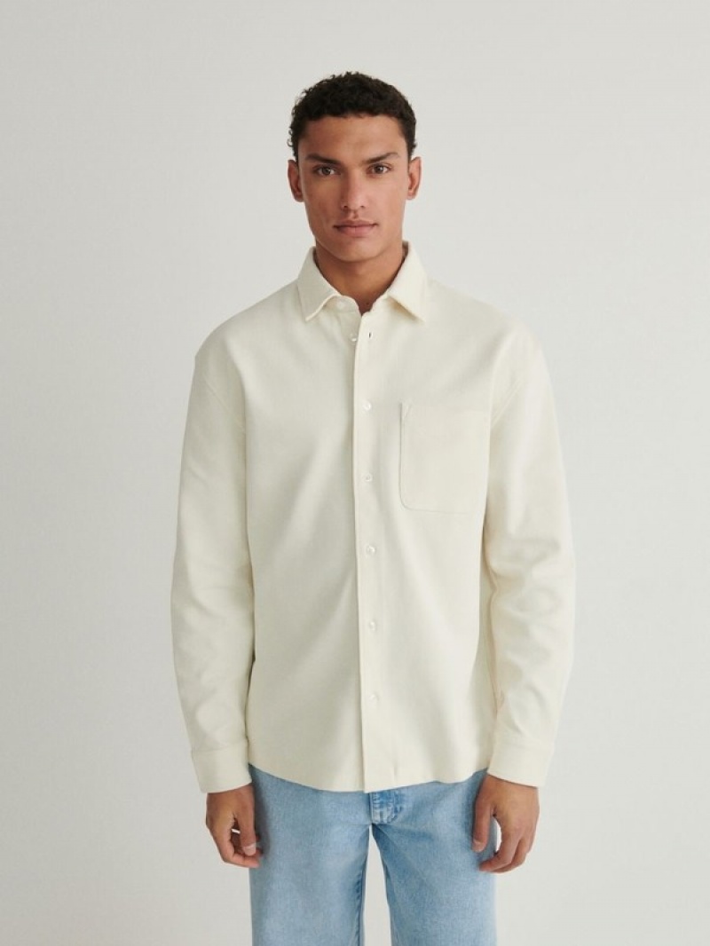 Cream Reserved Comfort Fit Men's Shirts | ATCJ-91526