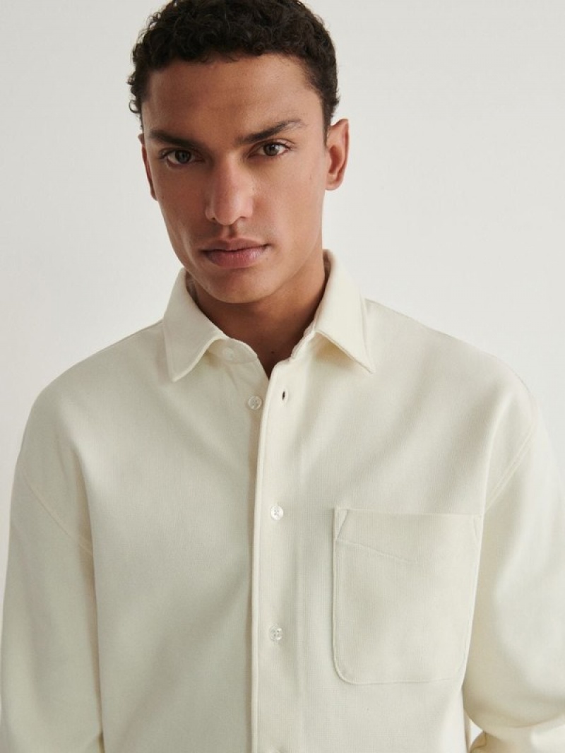 Cream Reserved Comfort Fit Men's Shirts | ATCJ-91526