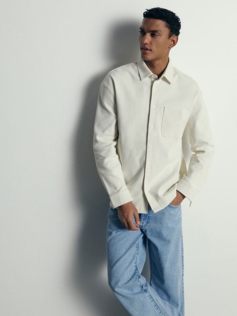 Cream Reserved Comfort Fit Men's Shirts | ATCJ-91526