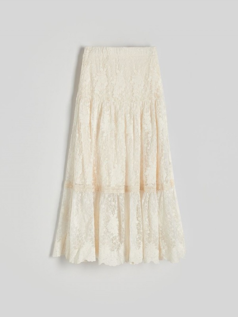 Cream Reserved Cotton Women's Skirts | GCXE-12857