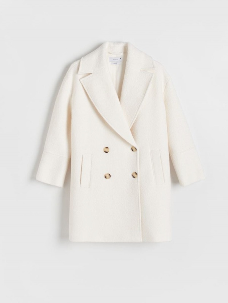 Cream Reserved Double-breasted Women's Coats | YSCJ-68501