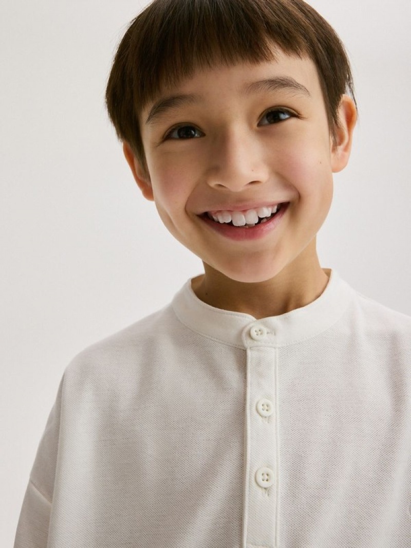 Cream Reserved Henley Cotton Boys' T-shirts | TLYX-45190