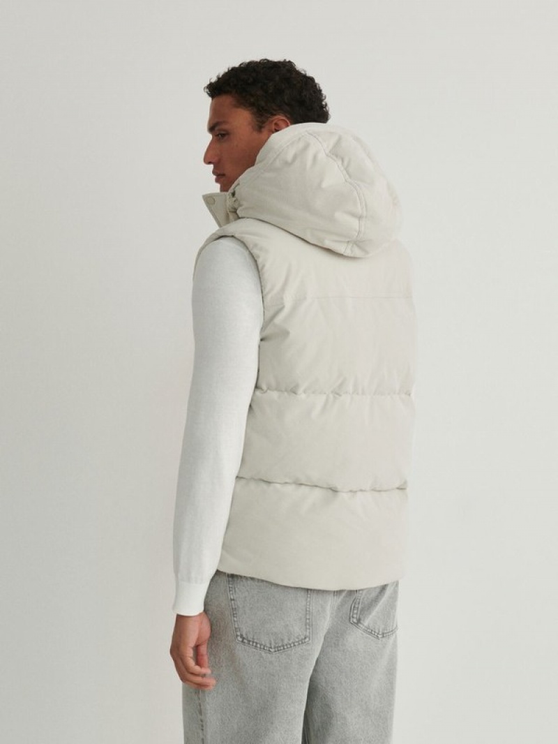 Cream Reserved Hooded Men's Vests | BYAR-48350