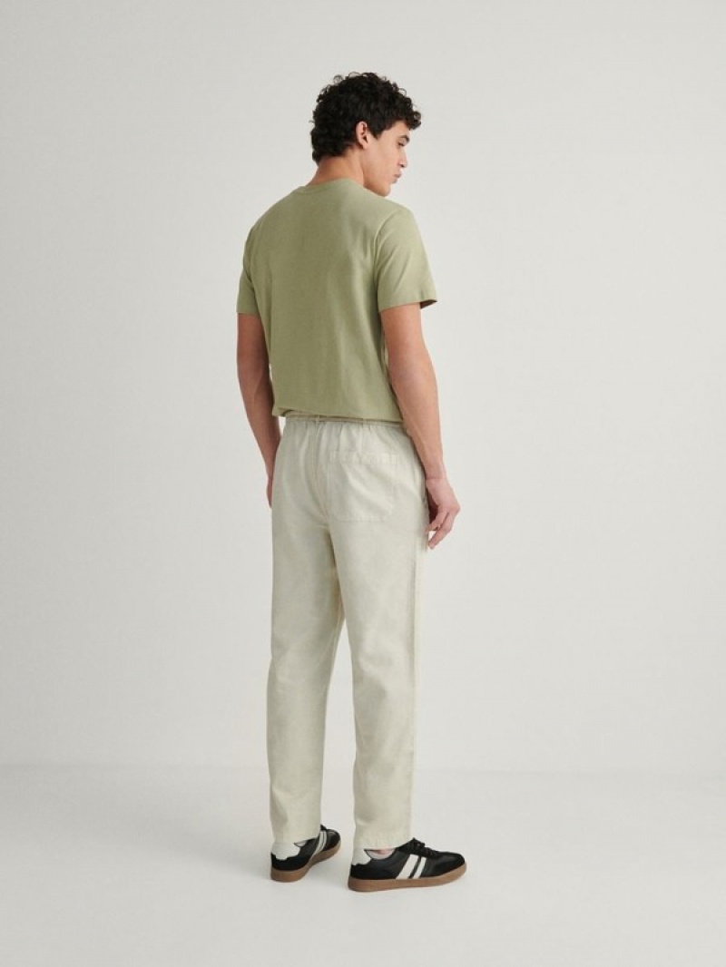 Cream Reserved Joggers Men's Trousers | XIOH-93854