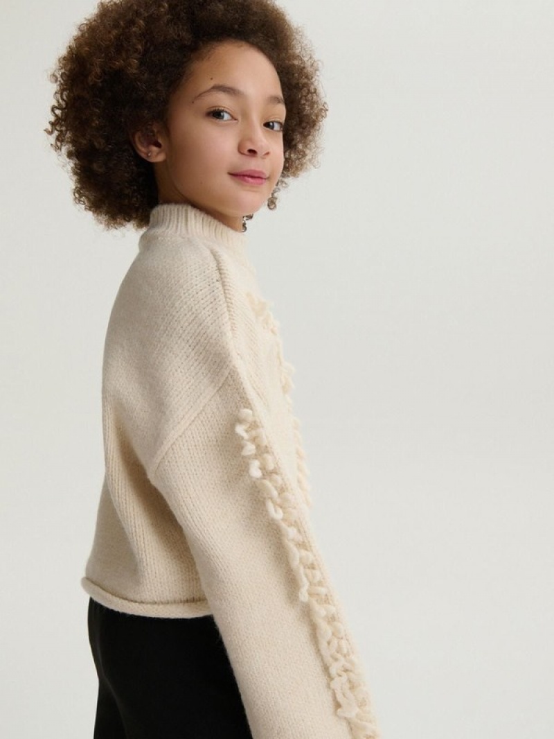 Cream Reserved Jumperfringes Girls' Sweaters | YGCL-89234