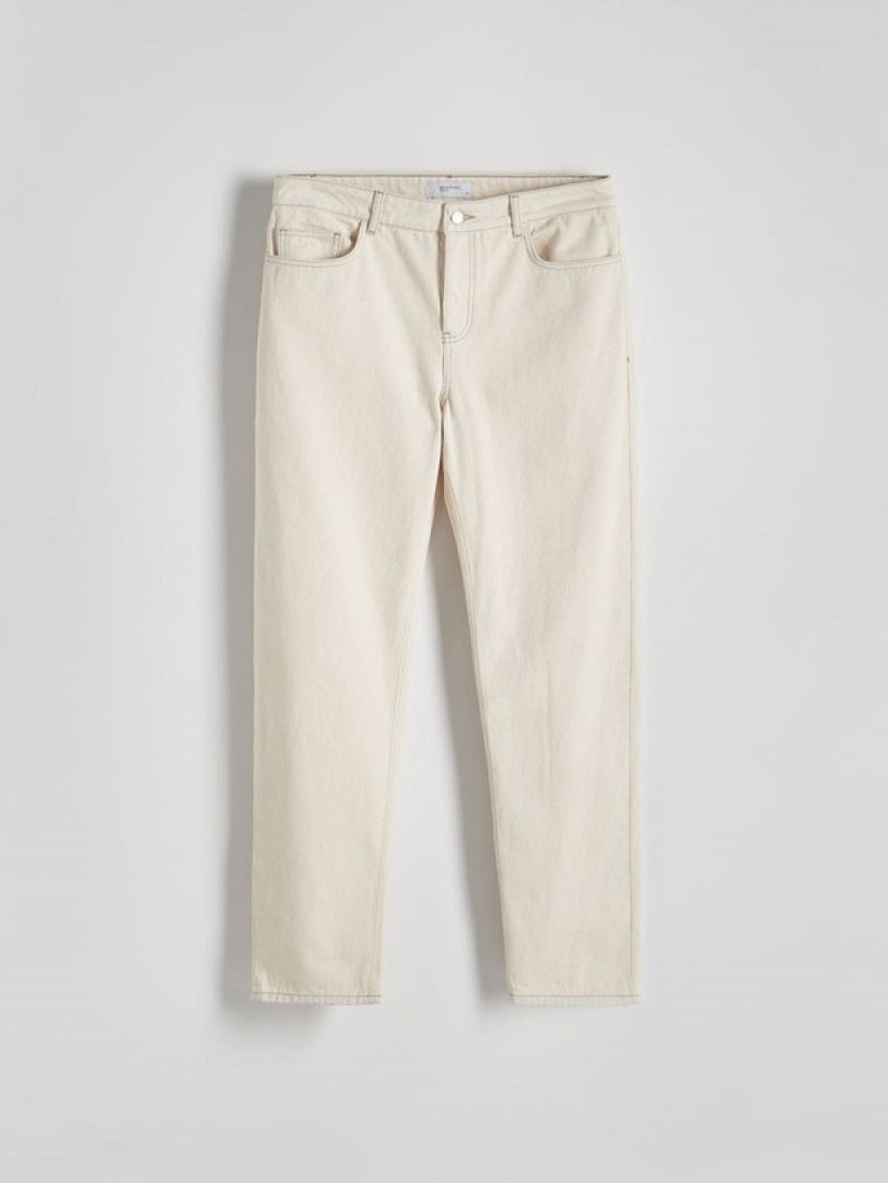 Cream Reserved Loose Men's Jeans | EFQH-17598