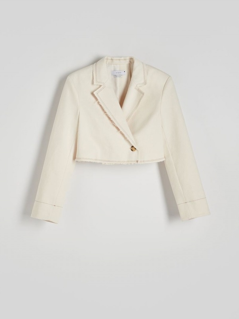 Cream Reserved Metallic Women's Blazers | WSYL-46897