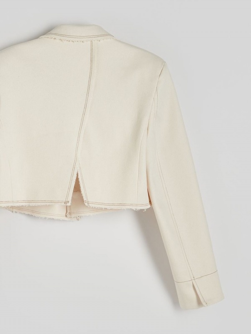 Cream Reserved Metallic Women's Blazers | WSYL-46897