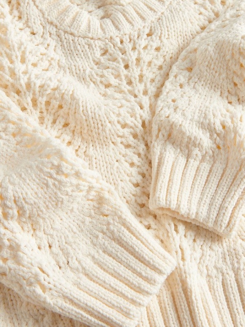 Cream Reserved Openwork Girls' Sweaters | SWUB-90835