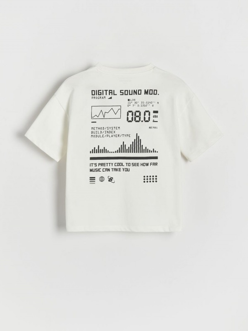 Cream Reserved Oversized Boys' T-shirts | VEFS-95327