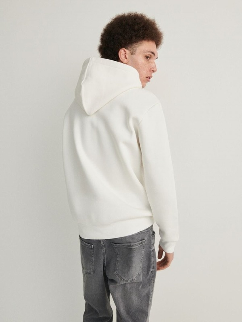 Cream Reserved Plain Cotton Rich Men's Sweatshirts | YFTA-27068