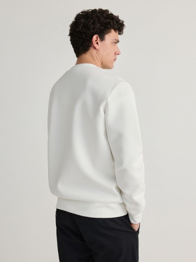 Cream Reserved Plain Cotton Rich Men's Sweatshirts | KVTX-67258