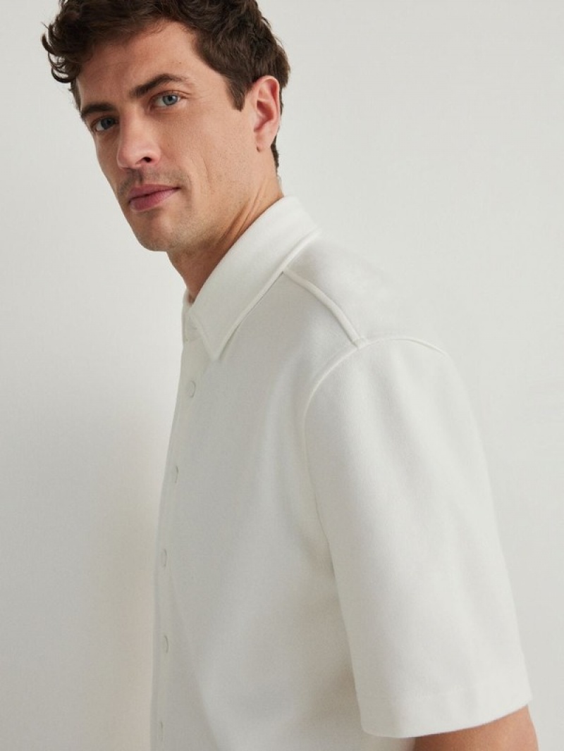 Cream Reserved Plain Men's Shirts | MHTF-98104