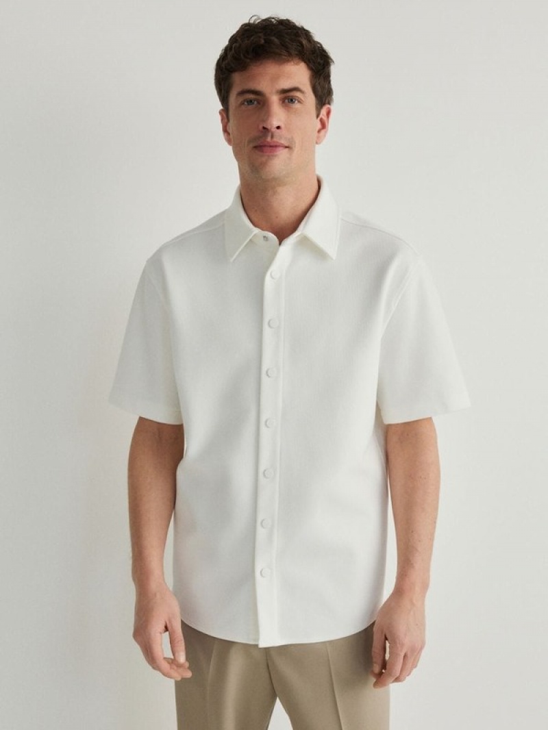 Cream Reserved Plain Men's Shirts | MHTF-98104