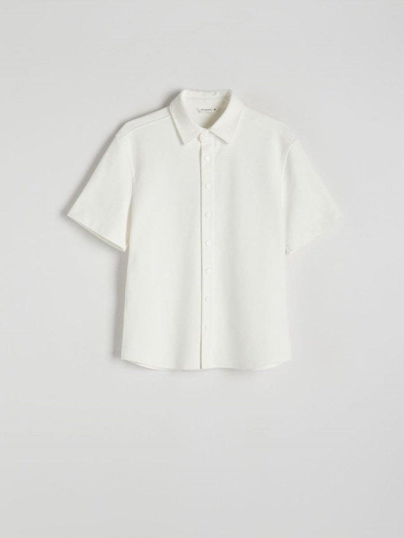 Cream Reserved Plain Men's Shirts | MHTF-98104