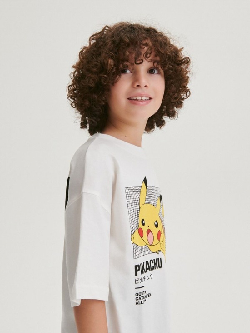 Cream Reserved Pokémon Boys\' T-shirts | FDPY-64280