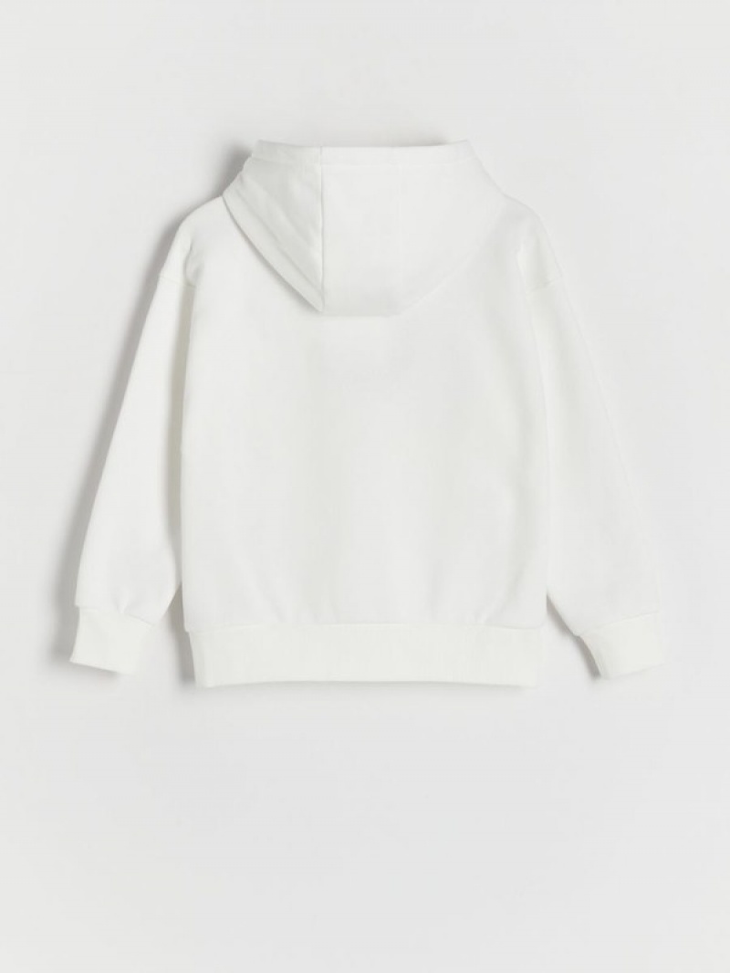 Cream Reserved Printed Girls' Sweatshirts | RBYG-02417