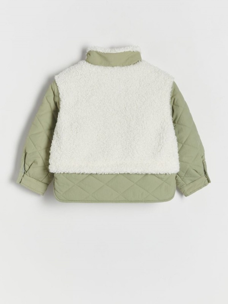 Cream Reserved Quilted Girls' Jackets | DWGT-37085