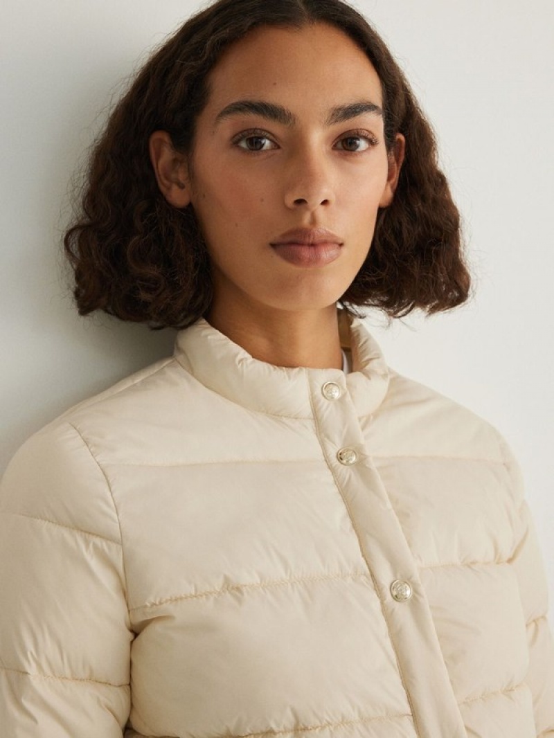 Cream Reserved Quilted Women's Jackets | TENO-95286