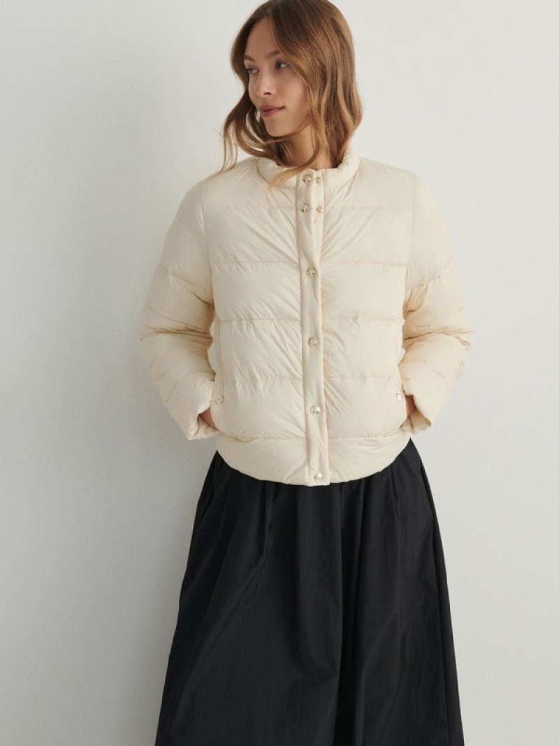 Cream Reserved Quilted Women's Jackets | TENO-95286