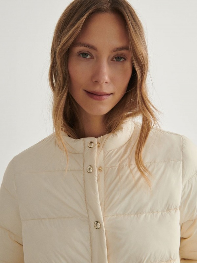 Cream Reserved Quilted Women's Jackets | TENO-95286