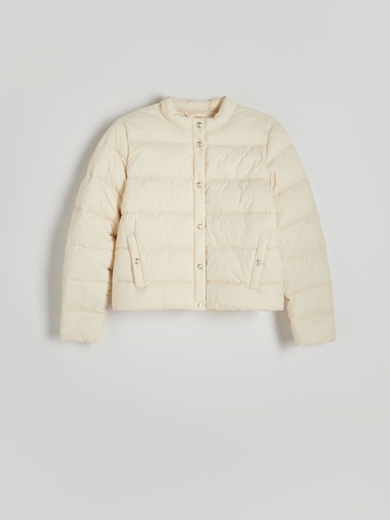 Cream Reserved Quilted Women's Jackets | TENO-95286