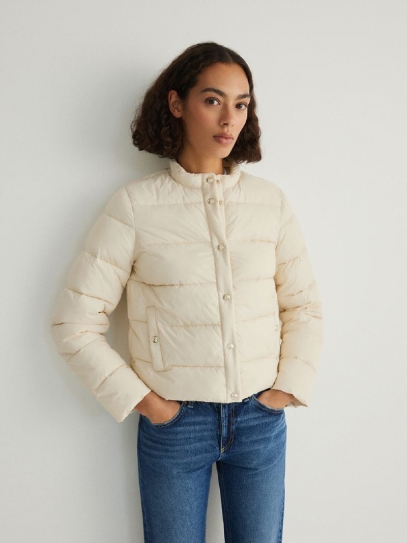 Cream Reserved Quilted Women's Jackets | TENO-95286