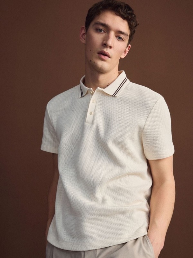 Cream Reserved Regular Fit Men's Polo Shirts | VUQK-01865