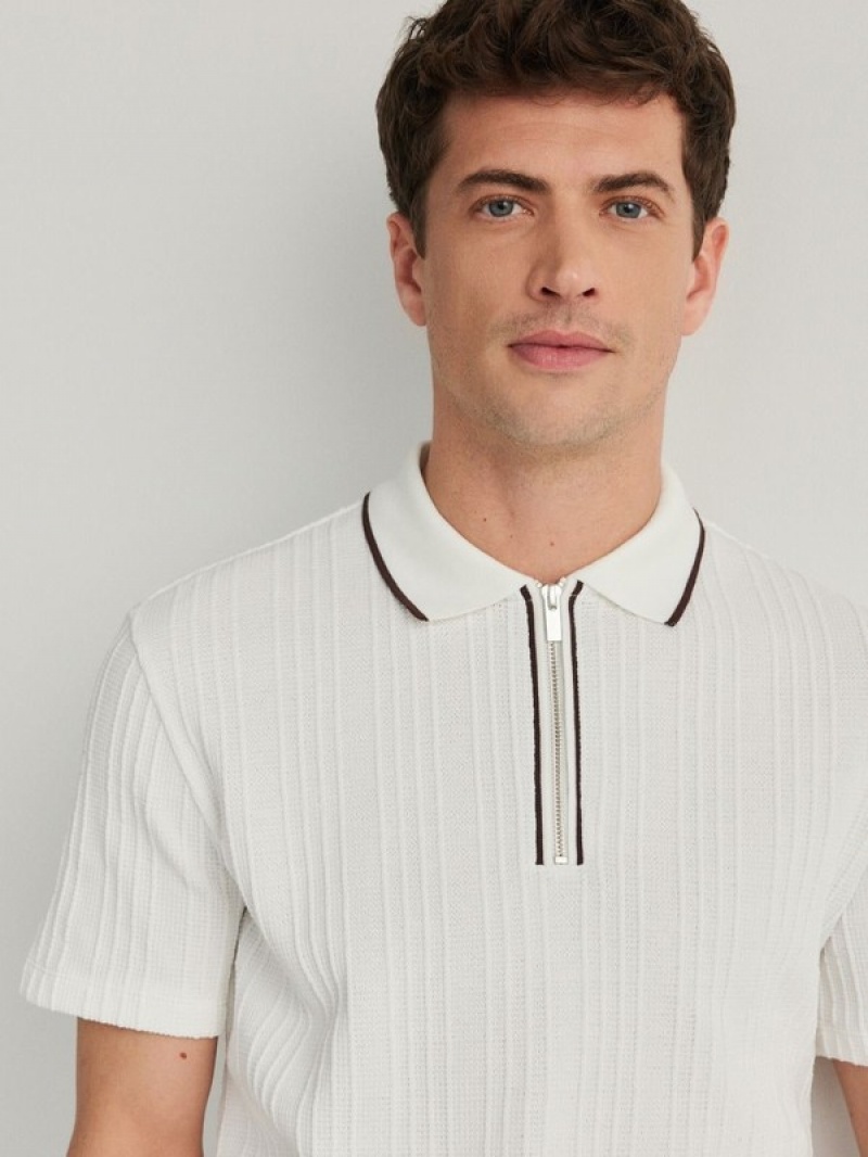 Cream Reserved Regular Fit Men's Polo Shirts | JFKU-21038