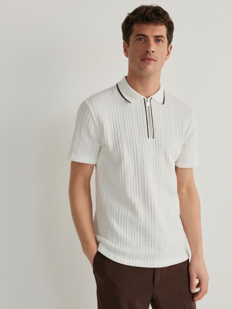 Cream Reserved Regular Fit Men's Polo Shirts | JFKU-21038