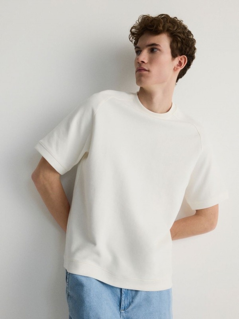 Cream Reserved Regular Fit Men's T-shirts | ISTO-49217