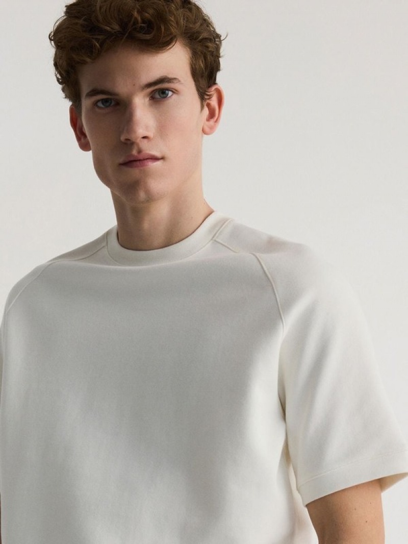 Cream Reserved Regular Fit Men's T-shirts | ISTO-49217