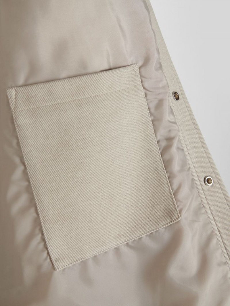 Cream Reserved Shacket Men's Jackets | PUJZ-69753