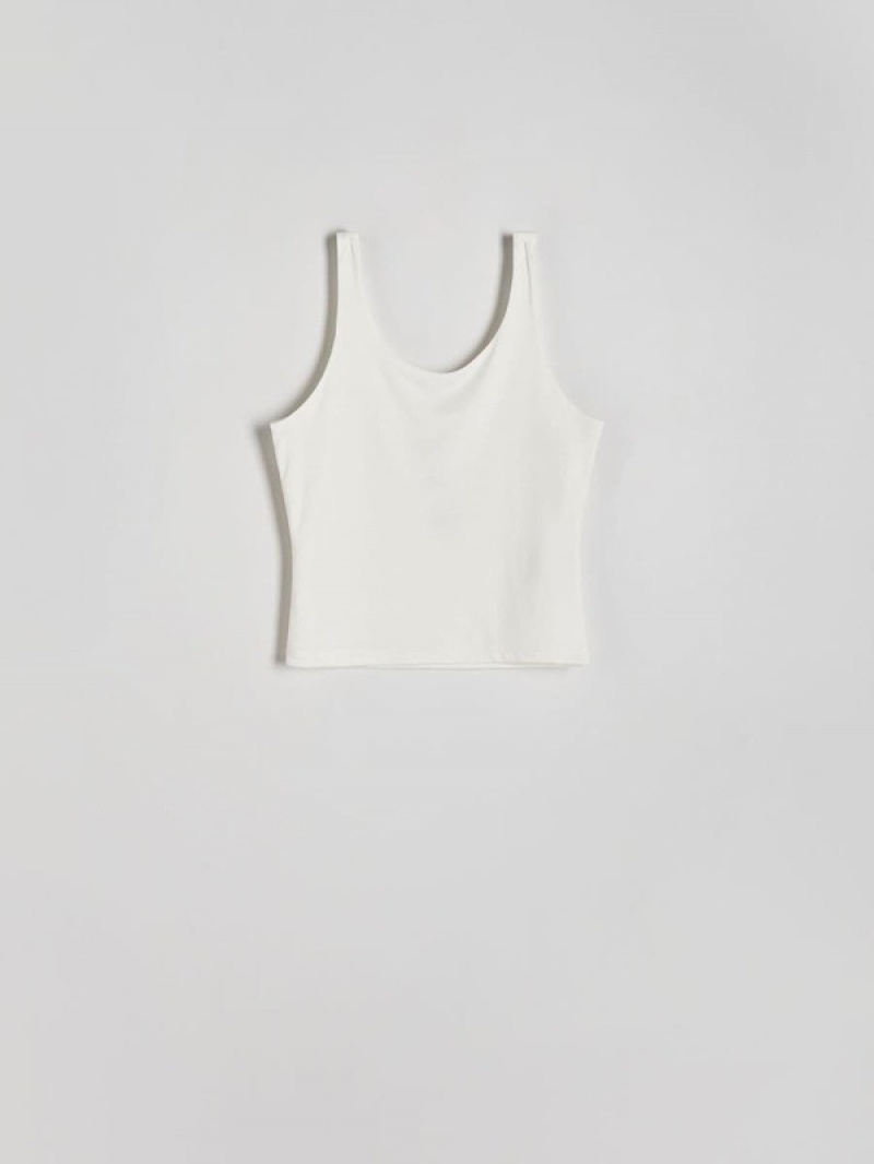 Cream Reserved Singlet Women's T-shirts | QWBZ-28156