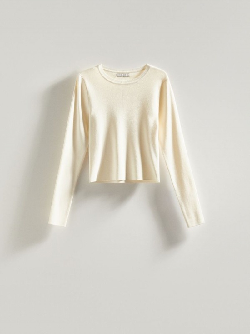 Cream Reserved Slim Fit Women's Sweaters | BJAF-71428