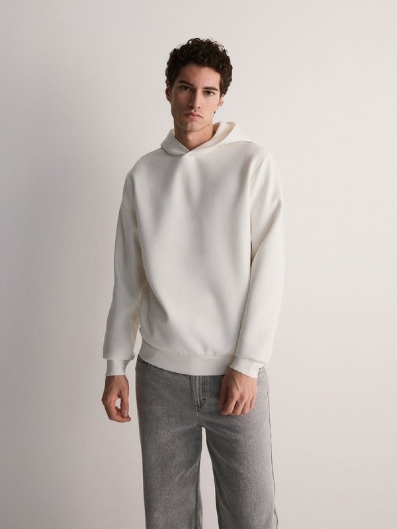 Cream Reserved Sweatminimalist Print Men's Sweatshirts | GXOC-69831