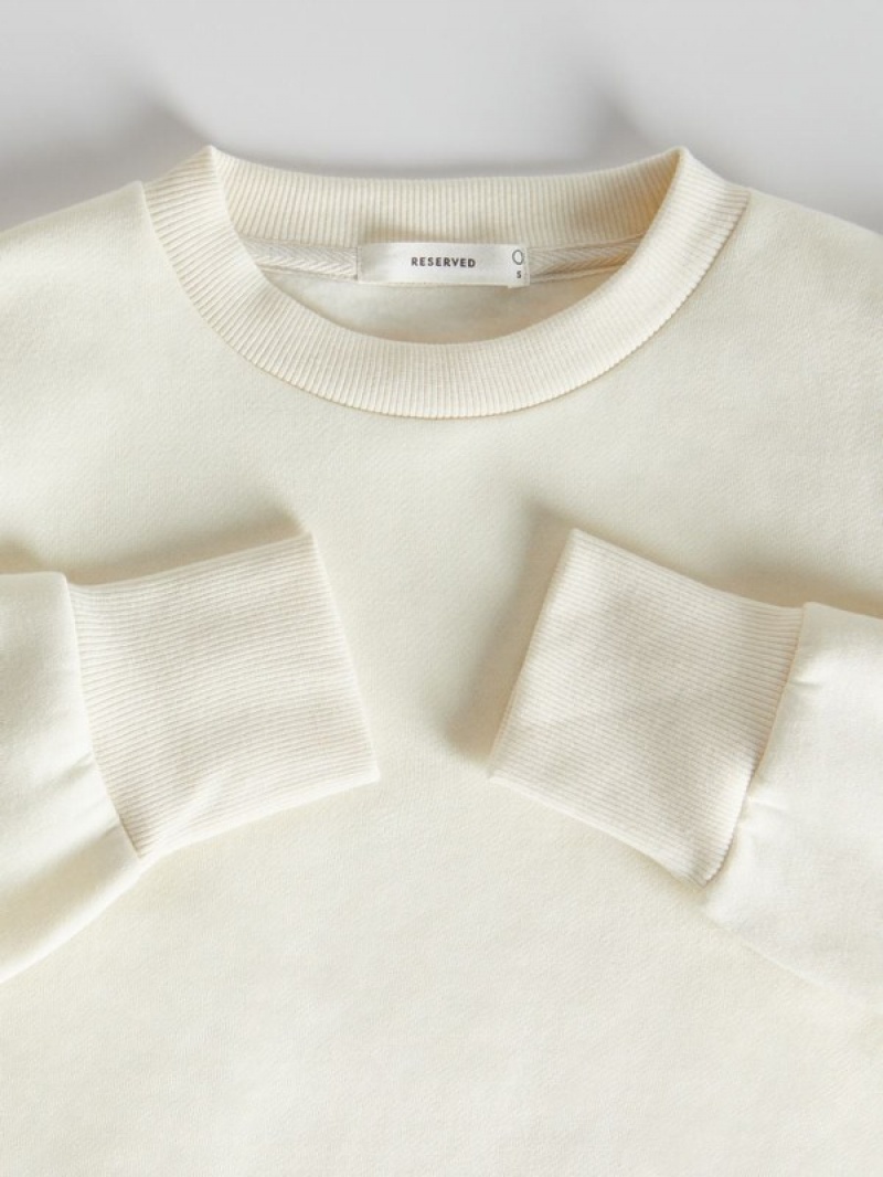 Cream Reserved Sweatshoulder Pads Women's Sweatshirts | GAXC-35069