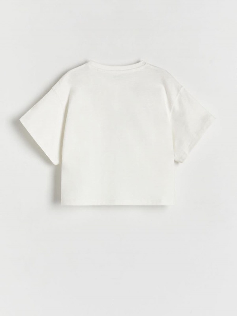 Cream Reserved T-a Pocket Girls' T-shirts | OJWB-86571