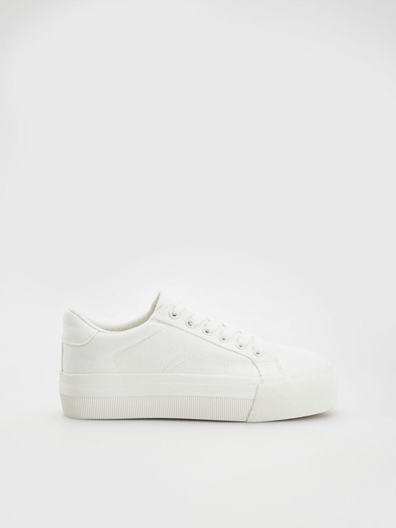 Cream Reserved Thick Sole Women's Sneakers | AYQB-76354