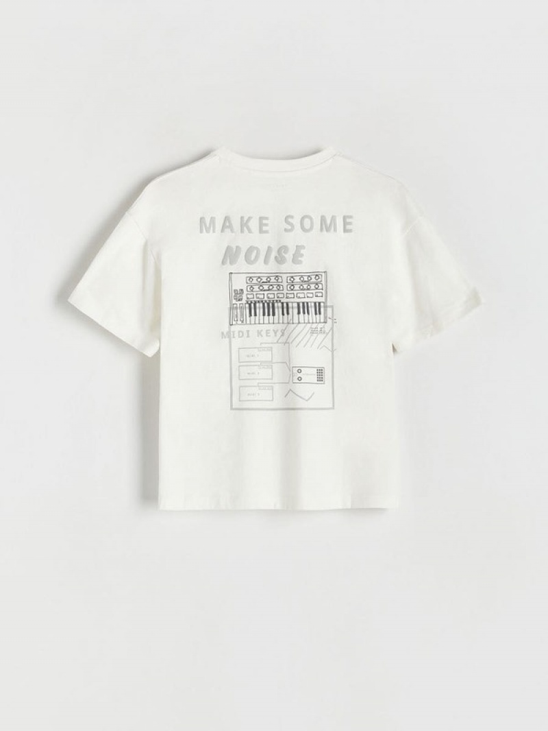 Cream Reserved T-print Boys' T-shirts | HMZO-70851