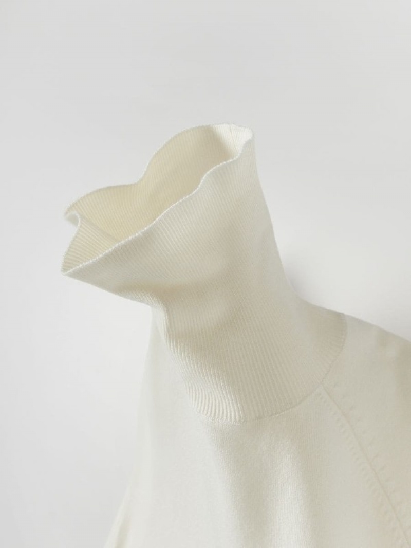 Cream Reserved Turtleneck Women's Shirts | AROY-10463