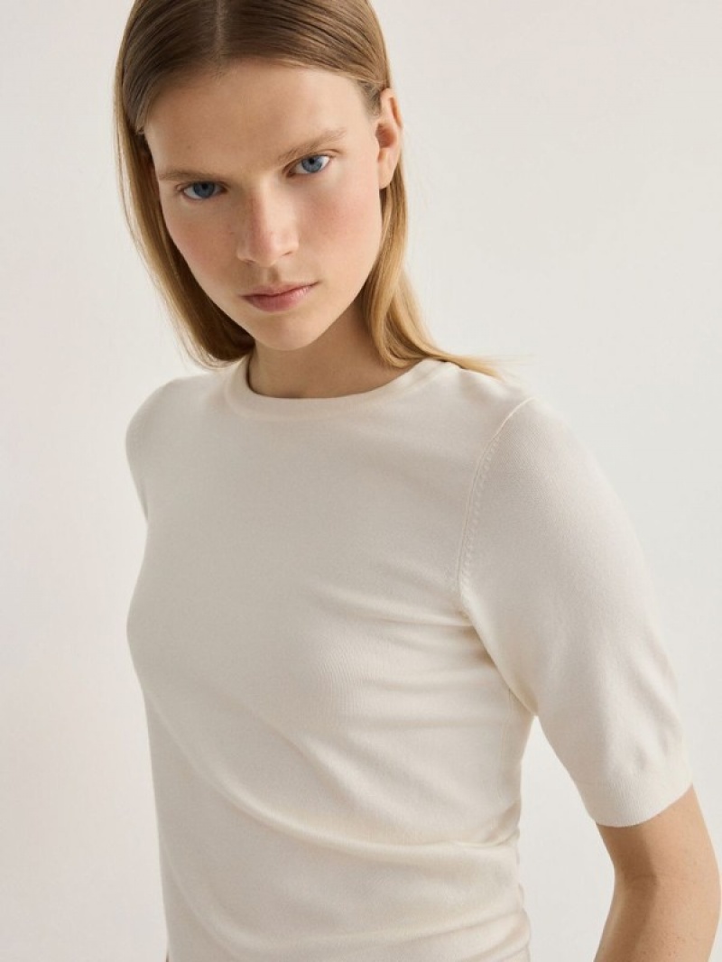 Cream Reserved Viscose Rich Women's Sweaters | DKJU-09417