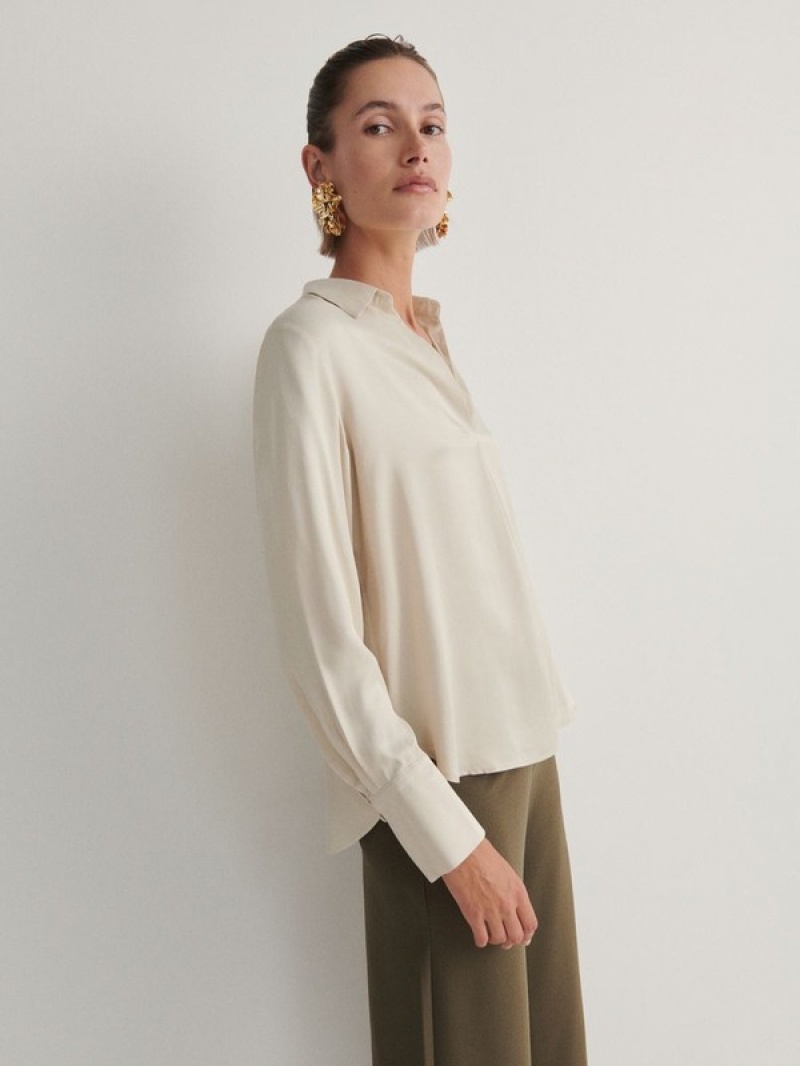 Cream Reserved Viscose Women's Shirts | SVCZ-31742